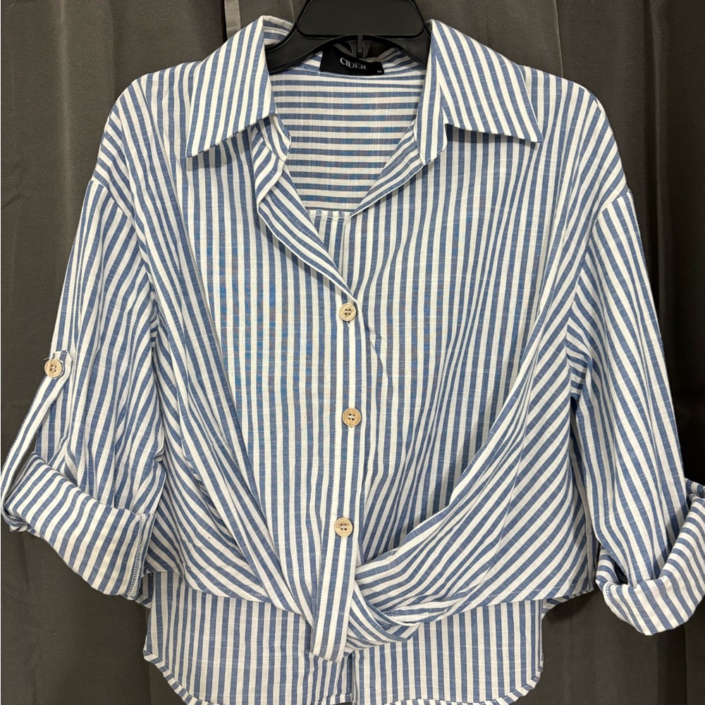 Cider Blue and White Striped Shirt